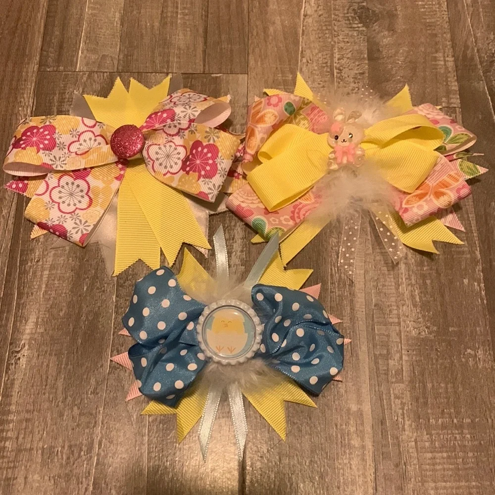 Lot of 3 Spring/Easter hair bows